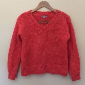 COS Red V-Neck Mohair Sweater, XS